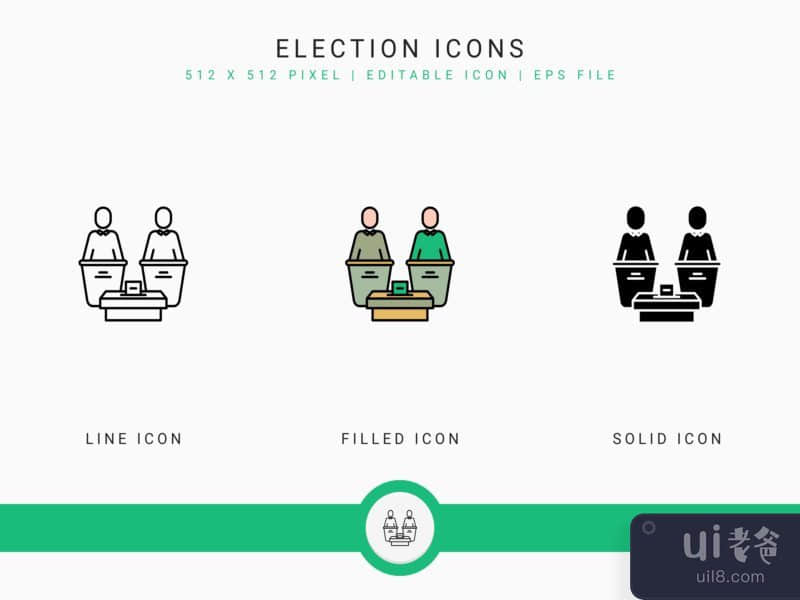 Election icons set vector illustration with solid icon line style