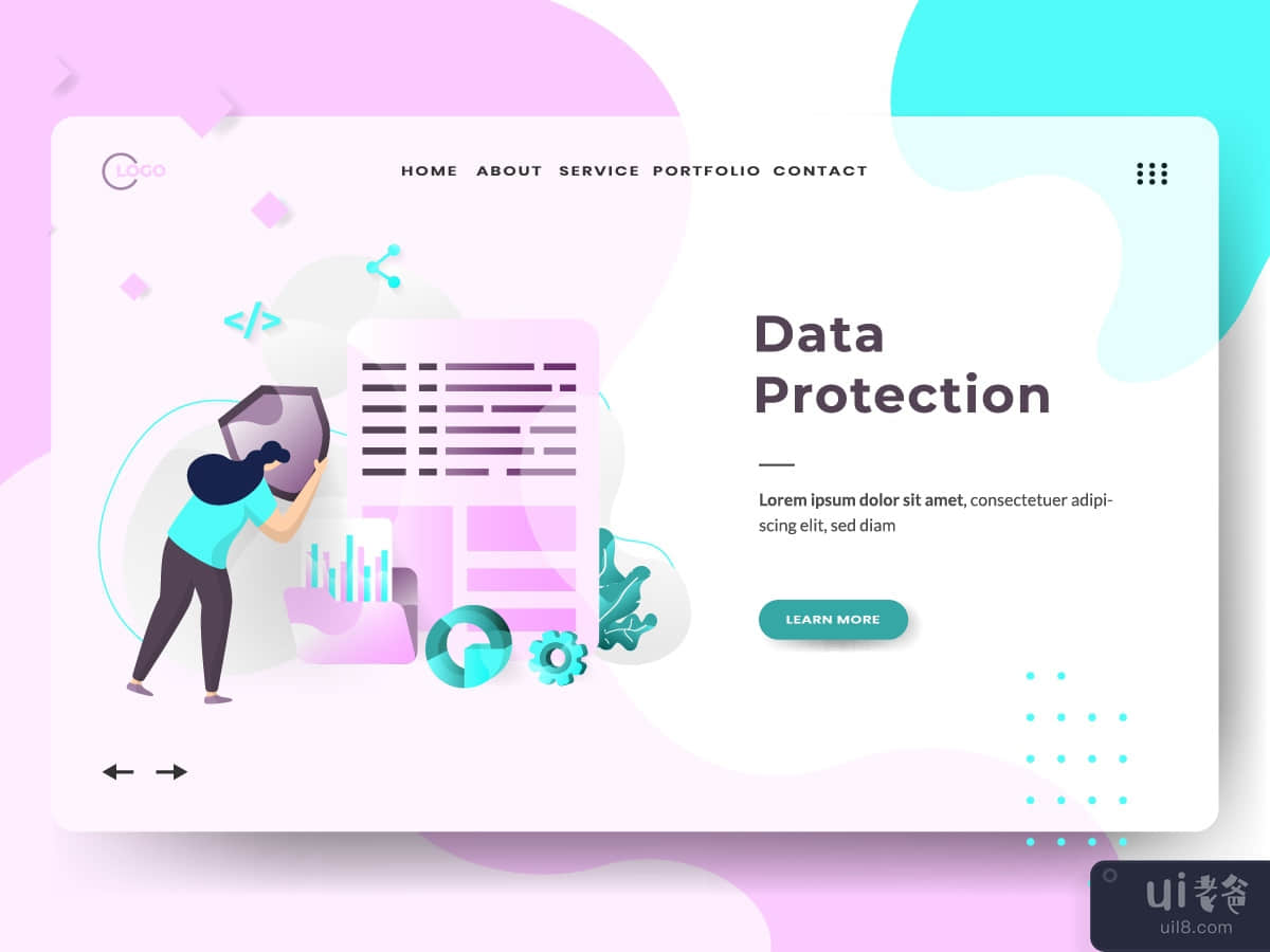 Landing page template of Data Protection