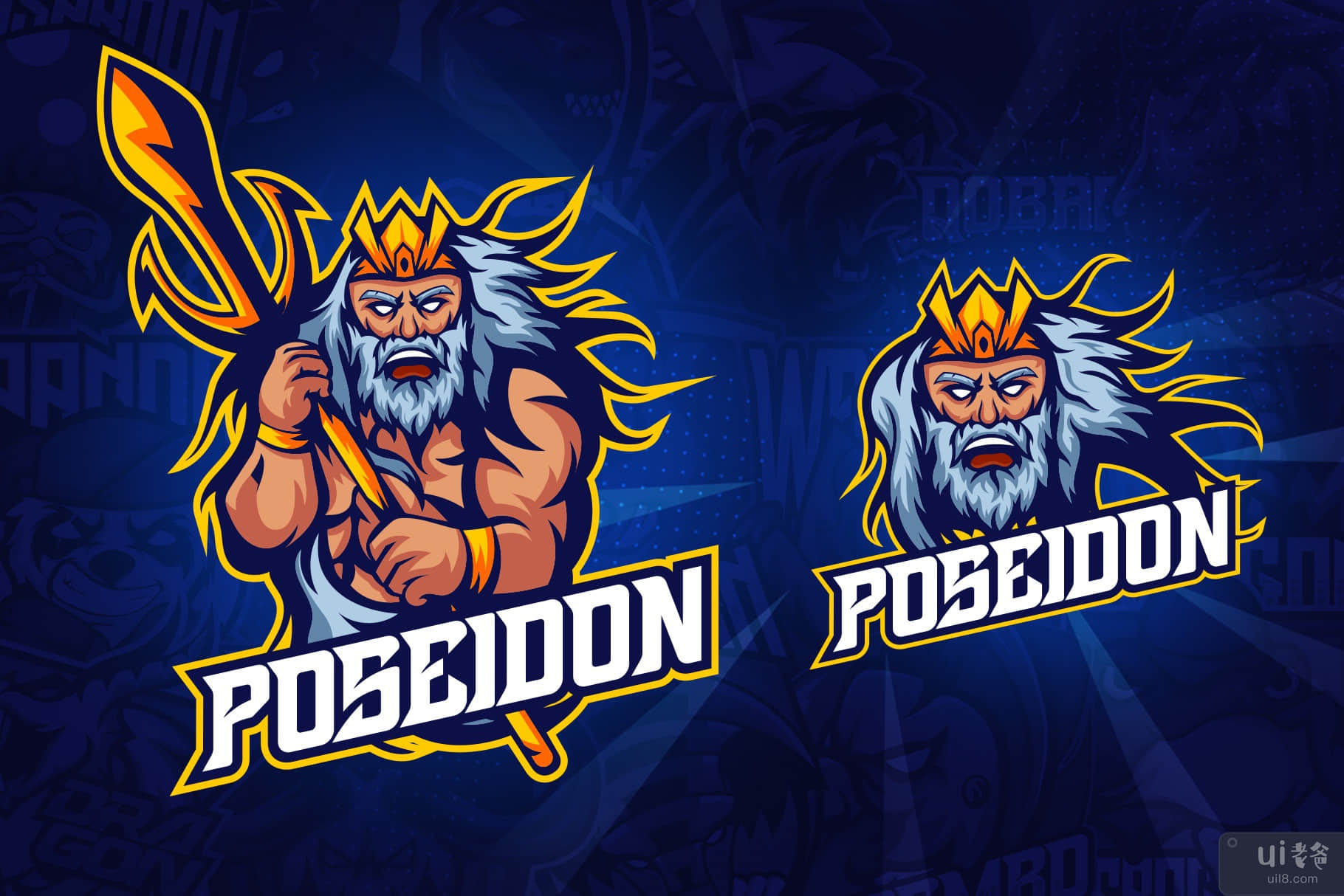 波塞冬电竞吉祥物标志(Poseidon Esport Mascot Logo)插图