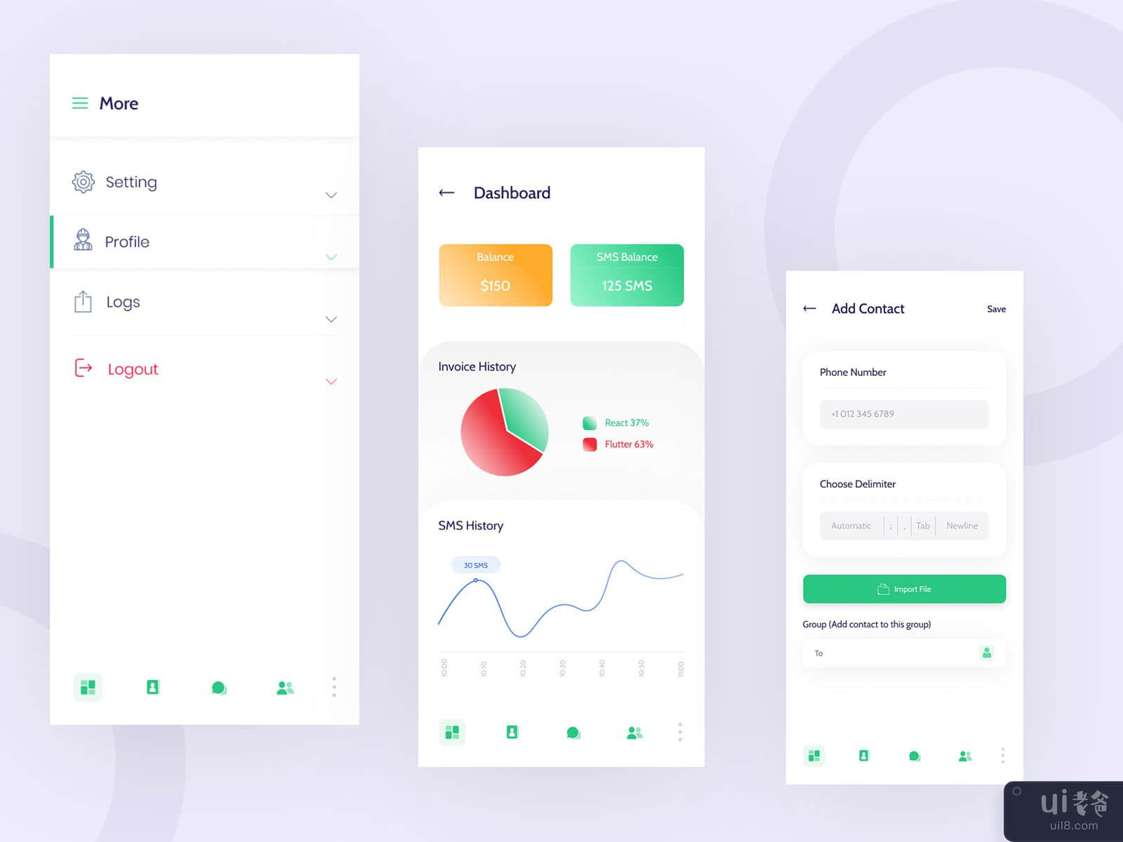 Dashboard App Screen