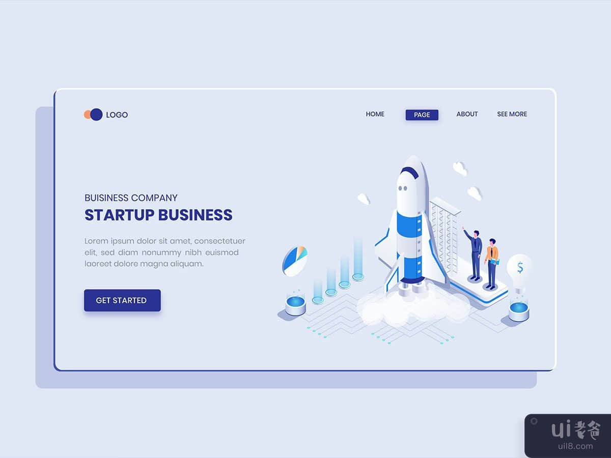 Startup Business Isometric Concept Langding Page