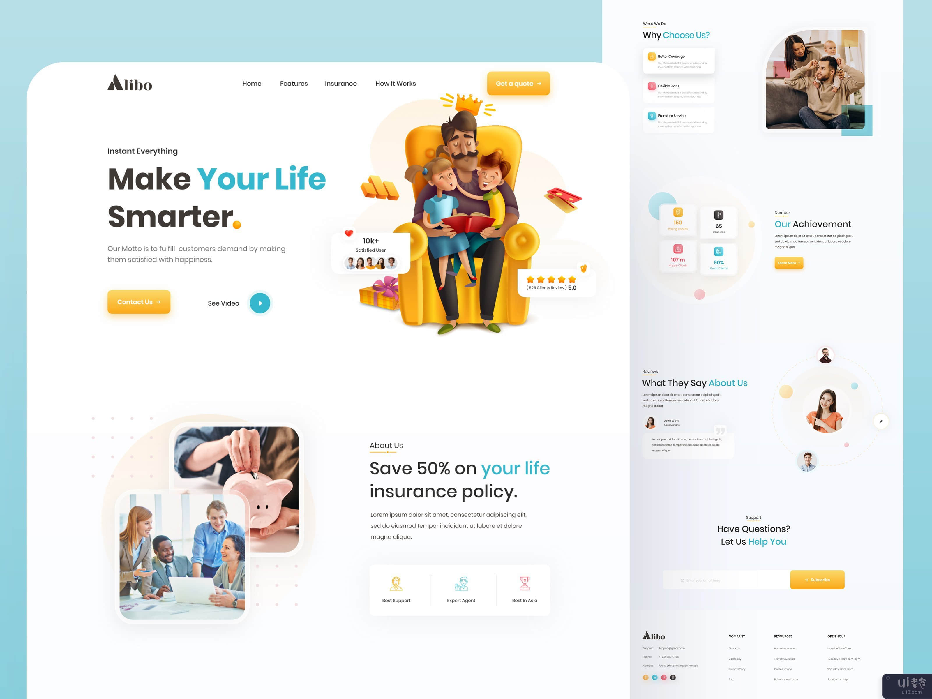Alibo - 保险网站登陆页面设计(Alibo - Insurance Website Landing Page Design)插图1