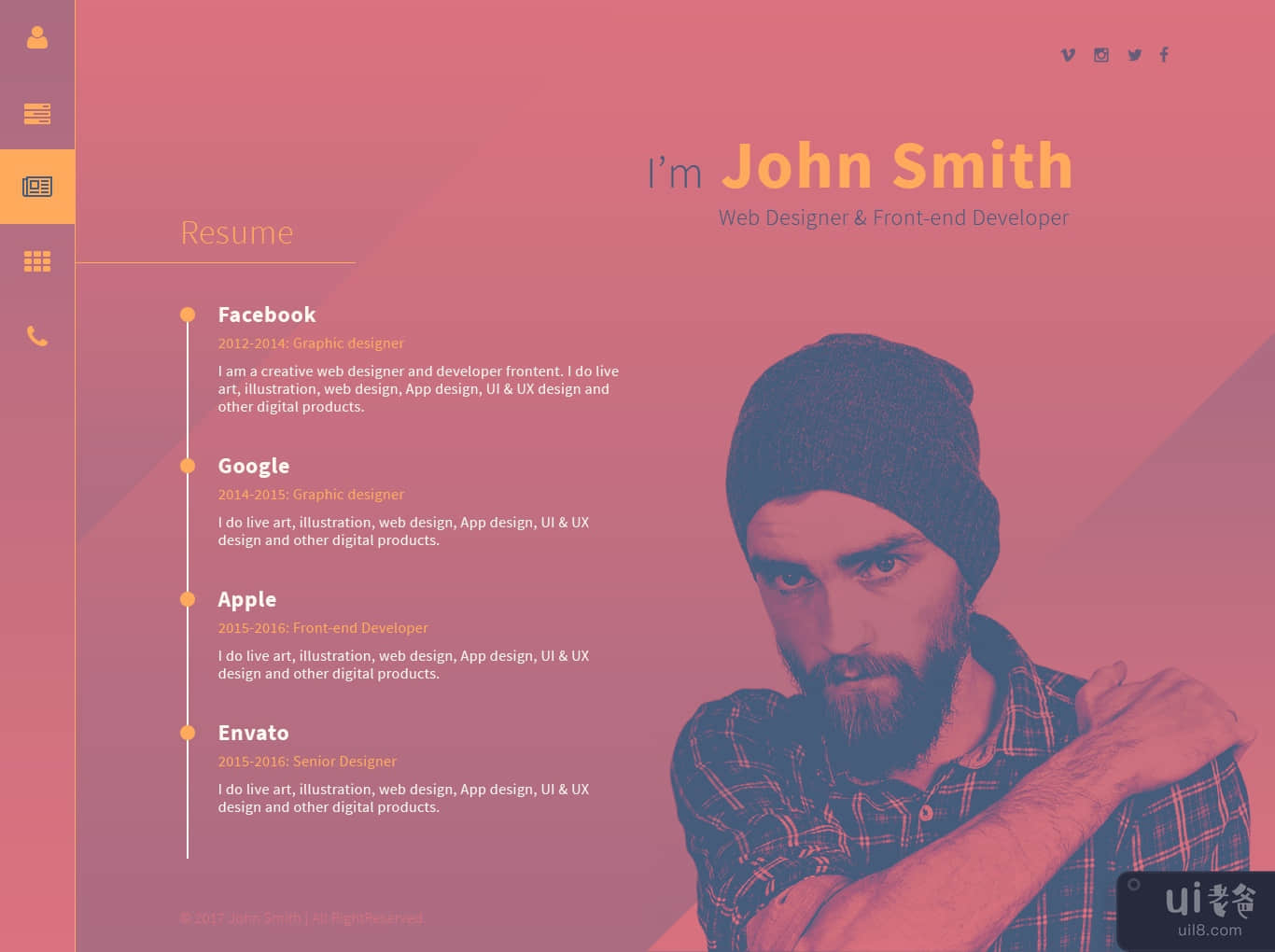 JohnSmith - 设计师作品集网站(JohnSmith - Designer’s Portfolio Website)插图