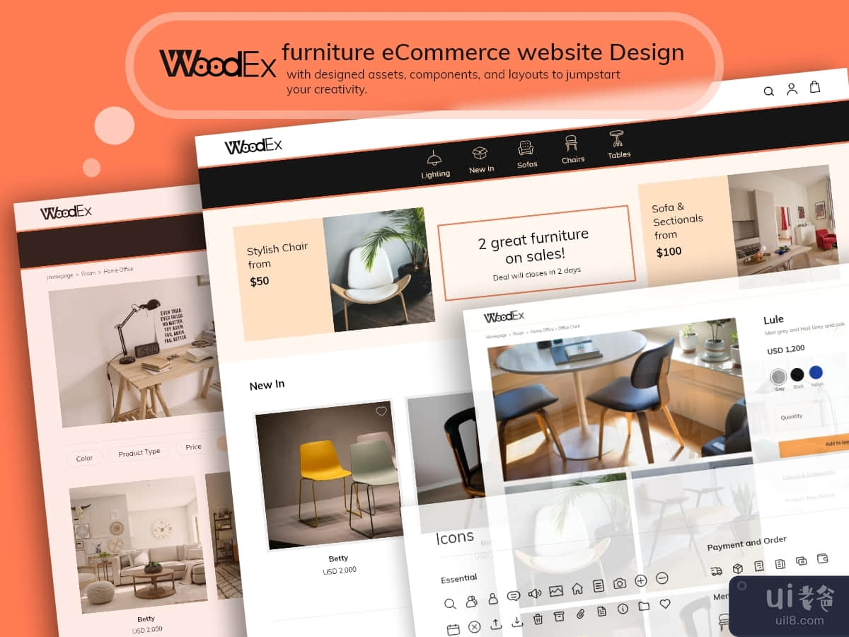 WoodEx furniture eCommerce website Design-Kit