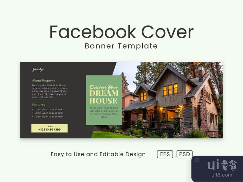 Real Estate facebook cover page and web banner design template