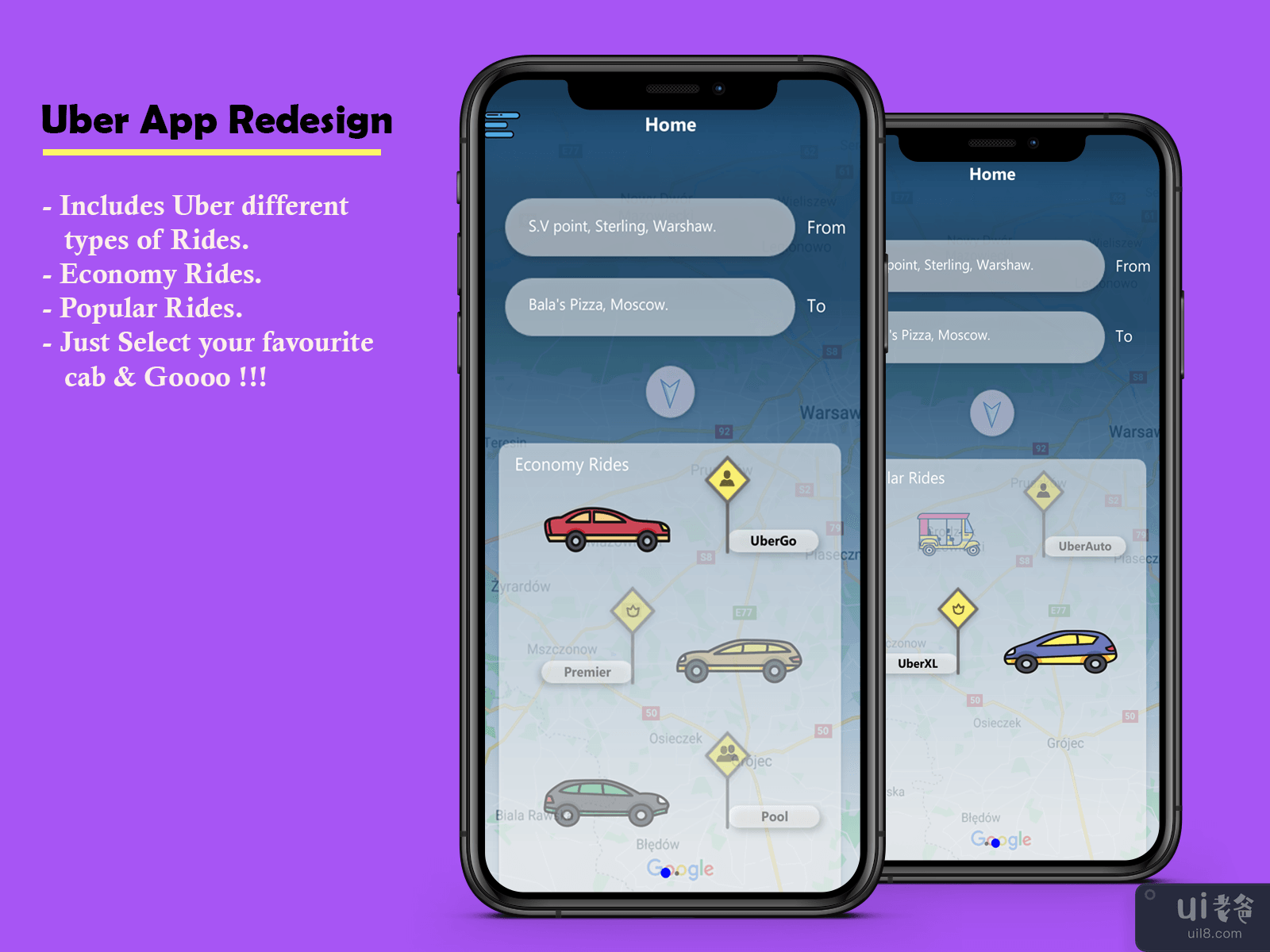 Uber App 重新设计 UI 套件(Uber App Redesign UI kit)插图2