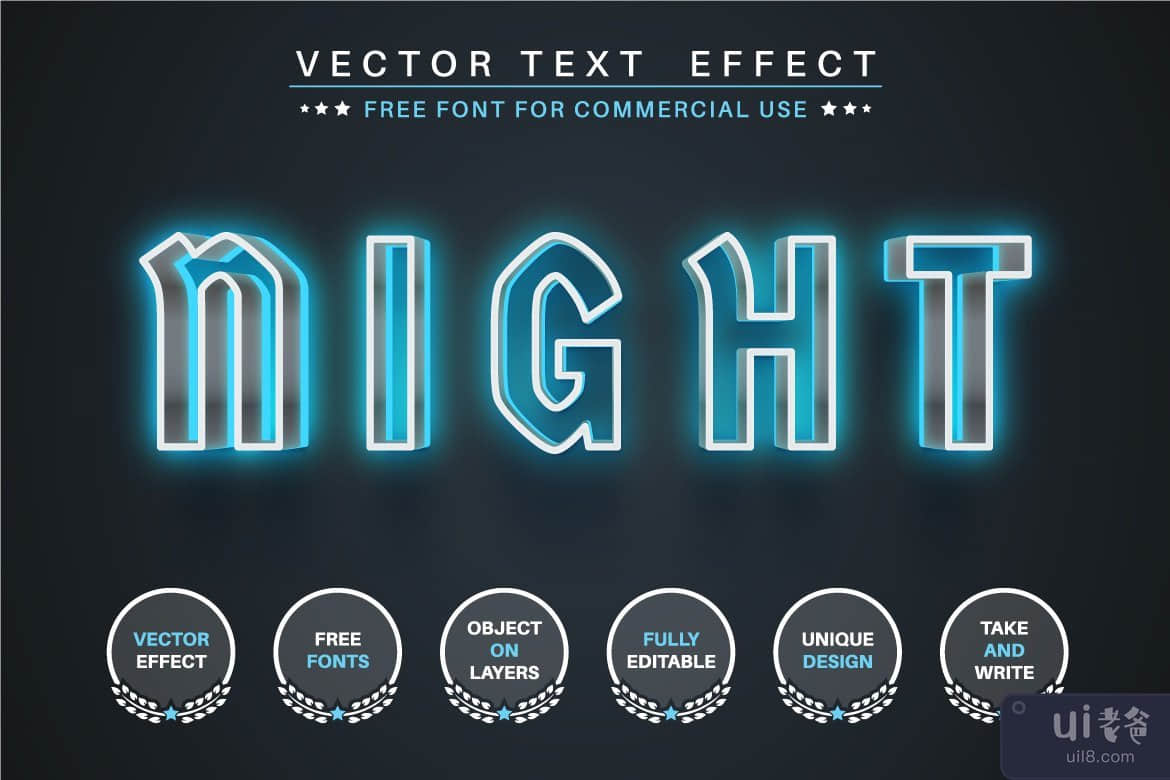 辉光笔触 - 可编辑的文本效果、字体样式(Glow stroke - editable text effect, font style)插图3