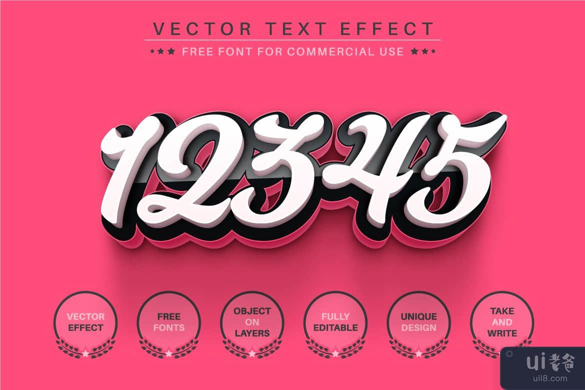 深粉色 - 可编辑的文字效果，字体样式(Dark Pink - Editable Text Effect, Font Style)插图2