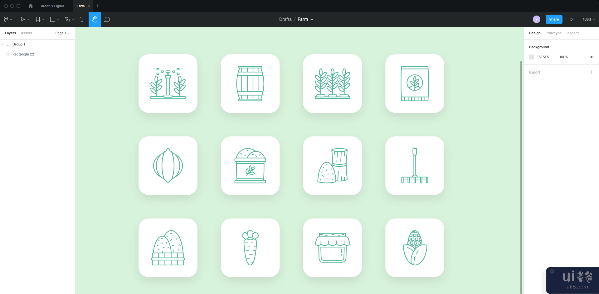 农场 （大纲） 图标集(Farm (Outline) Icon Set)插图