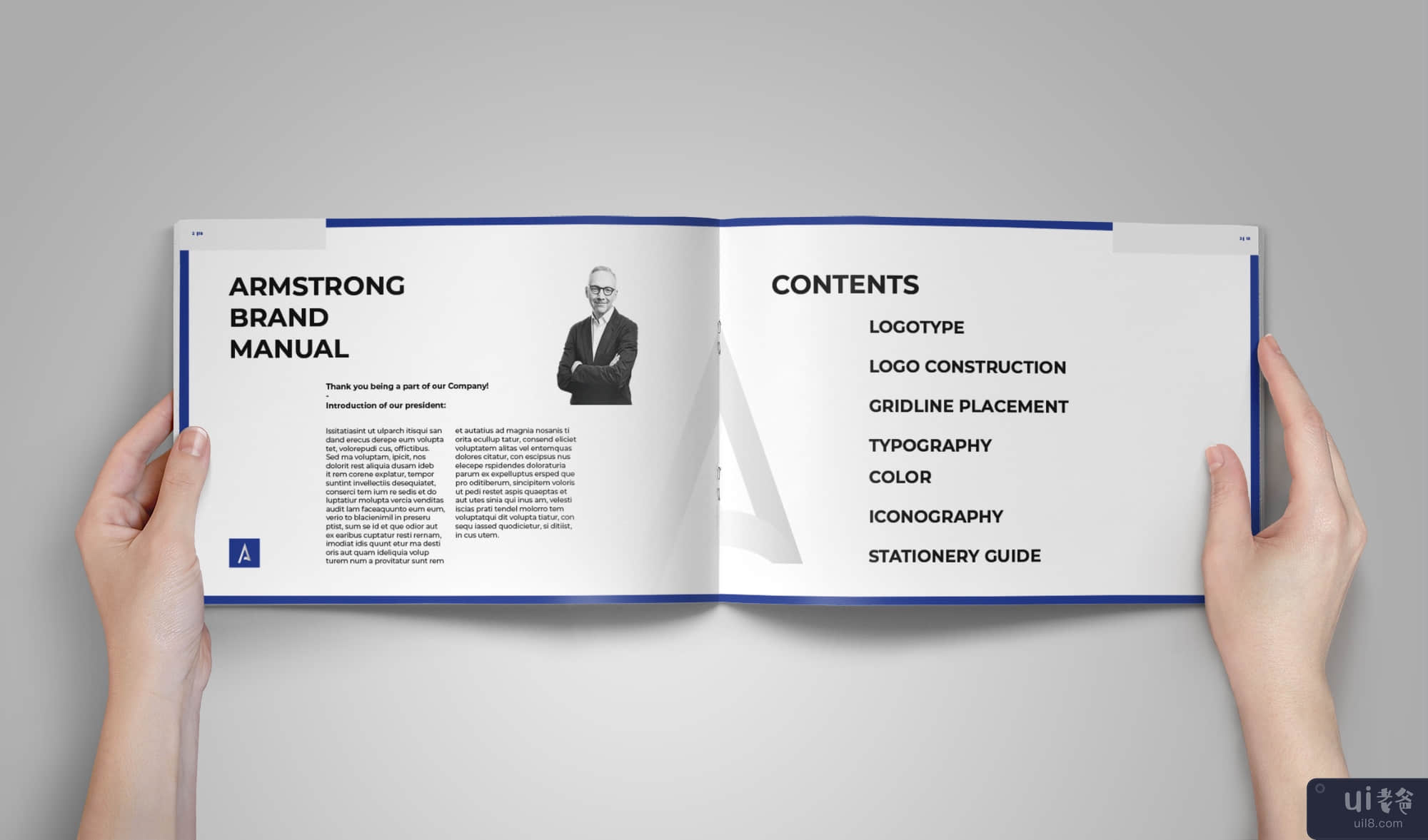 蓝色品牌手册模板宣传册|设计模板(Blue Brand Manual Template Brochure| Indesign Template)插图3