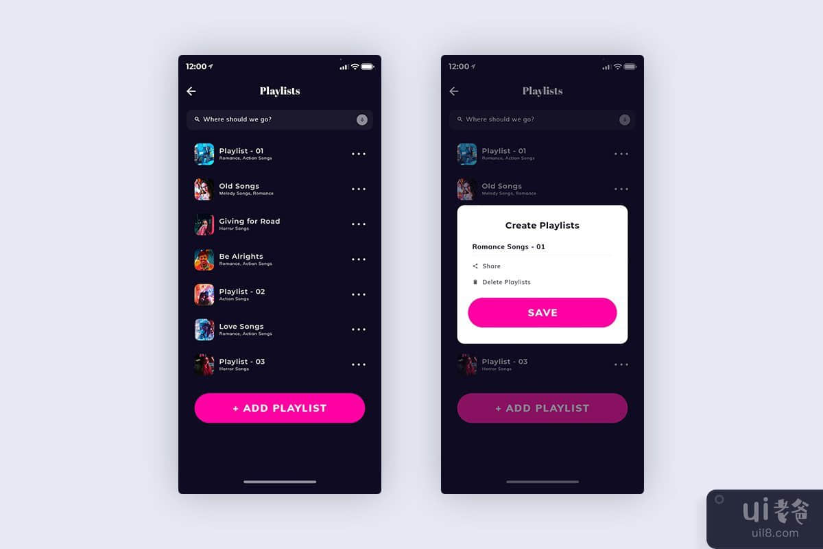 Xonique-Music Mobile App UI Kit Dark Version (SKETCH)(Xonique-Music Mobile App UI Kit Dark Version (SKETCH))插图
