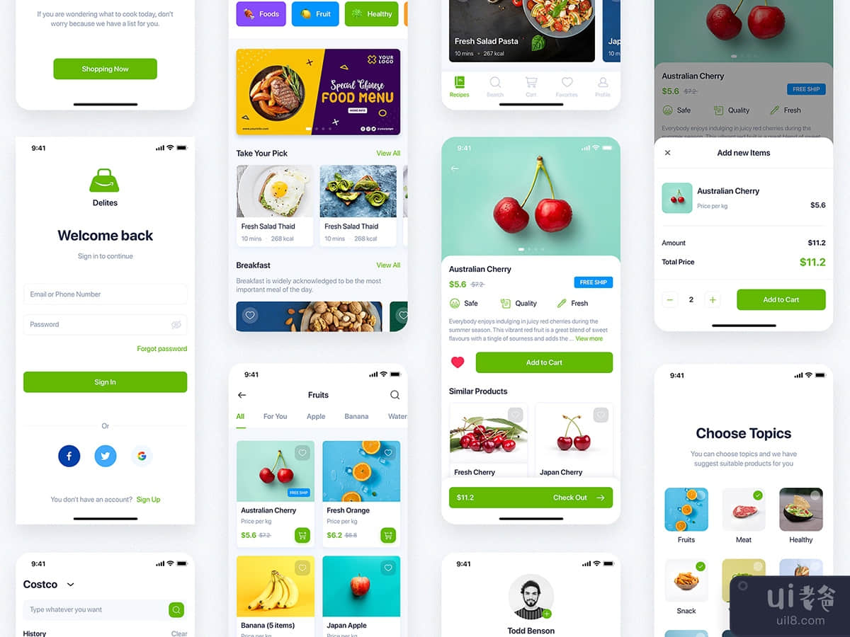 Delites - Online Grocery & Recipes UI Kit for Adobe XD