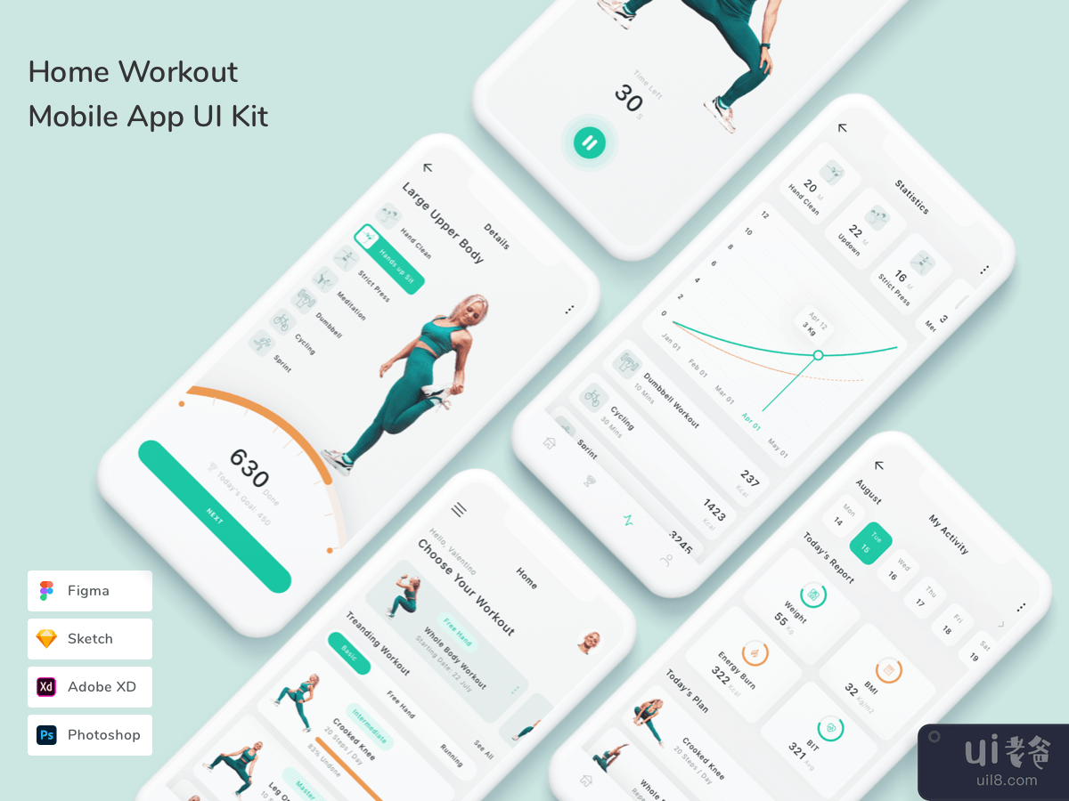 Home Workout Mobile App UI Kit