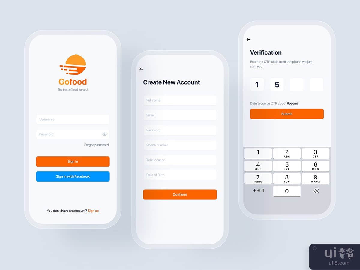 Authentication - Food Delivery mobile UI concept