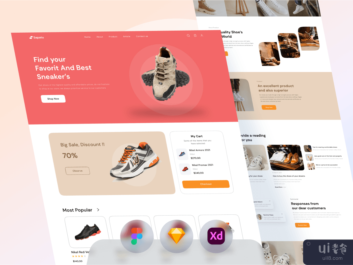 鞋类电商登陆页面(Shoes E-Commerce Landing Page)插图4