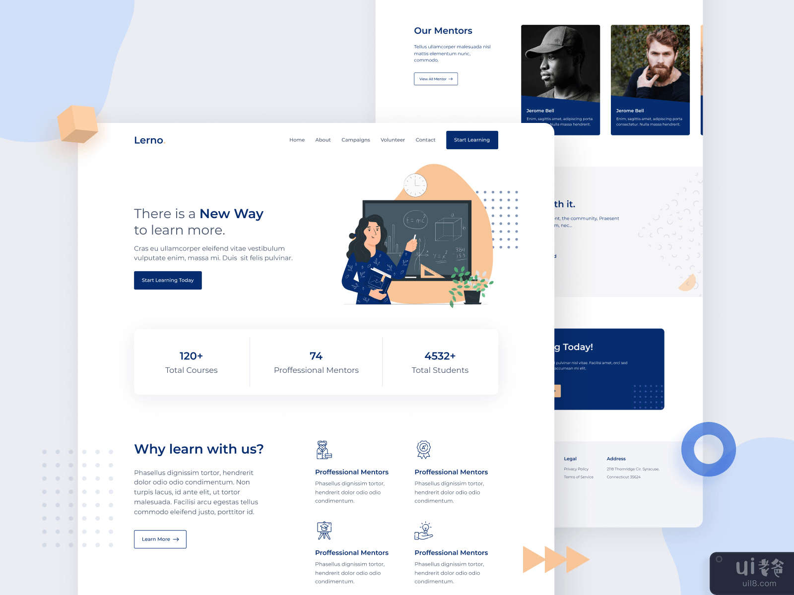 Lerno - eLearning Landing Page Web UI