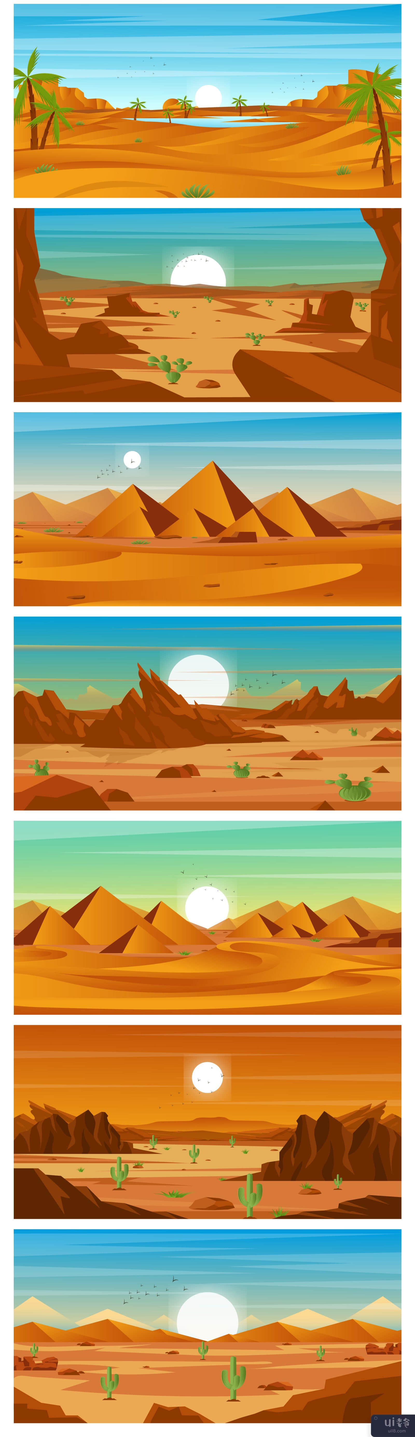 15 个沙漠背景插图(15 Desert Backgrounds Illustrations)插图