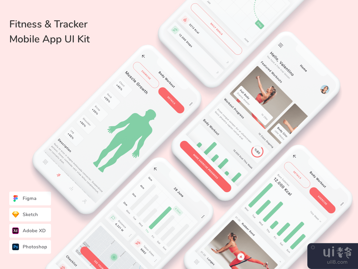 Fitness & Tracker Mobile App UI Kit