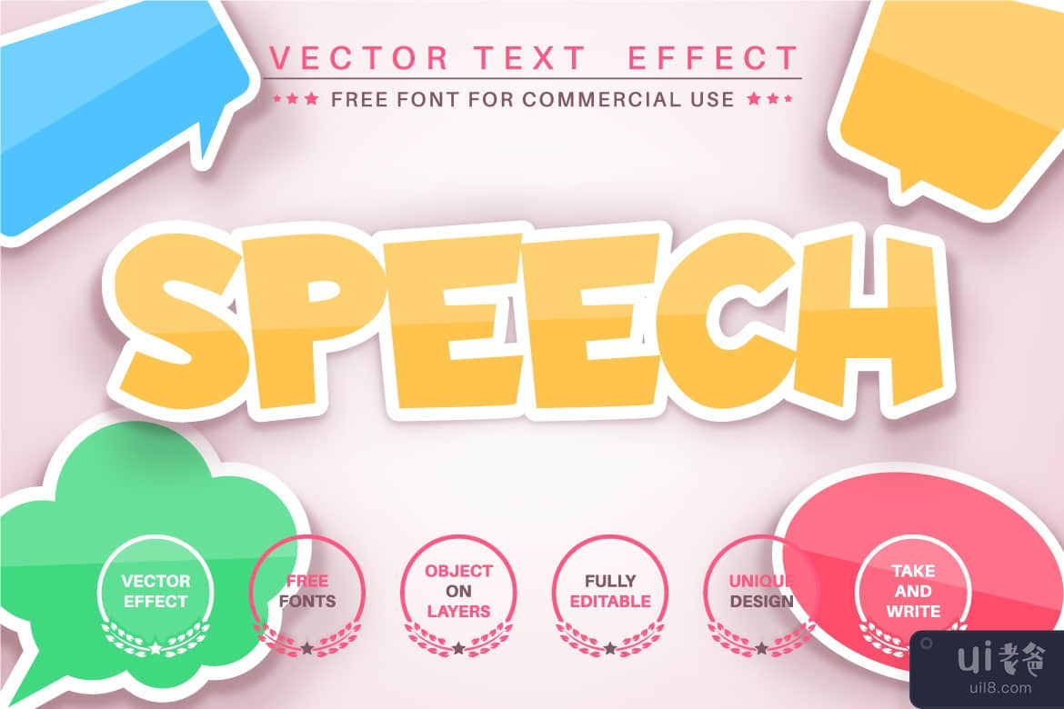 彩色贴纸 - 可编辑的文字效果、字体样式。(Color sticker - editable text effect,  font style.)插图2