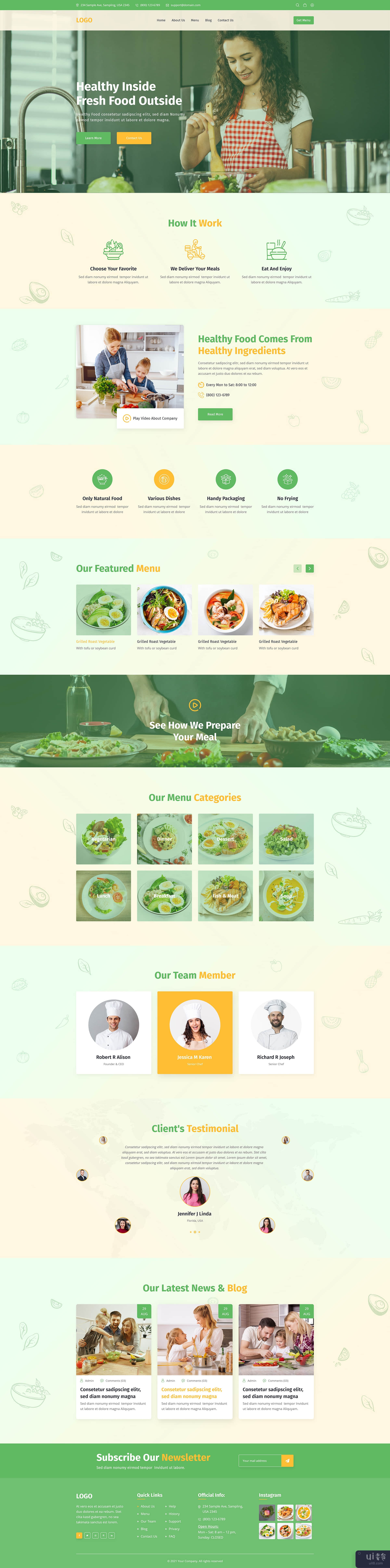 健康食品餐厅登陆页面设计(Healthy Food Resturant Landing Page Design)插图