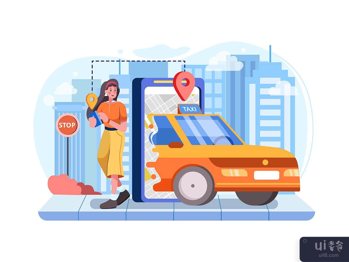 Online mobile taxi service app concept