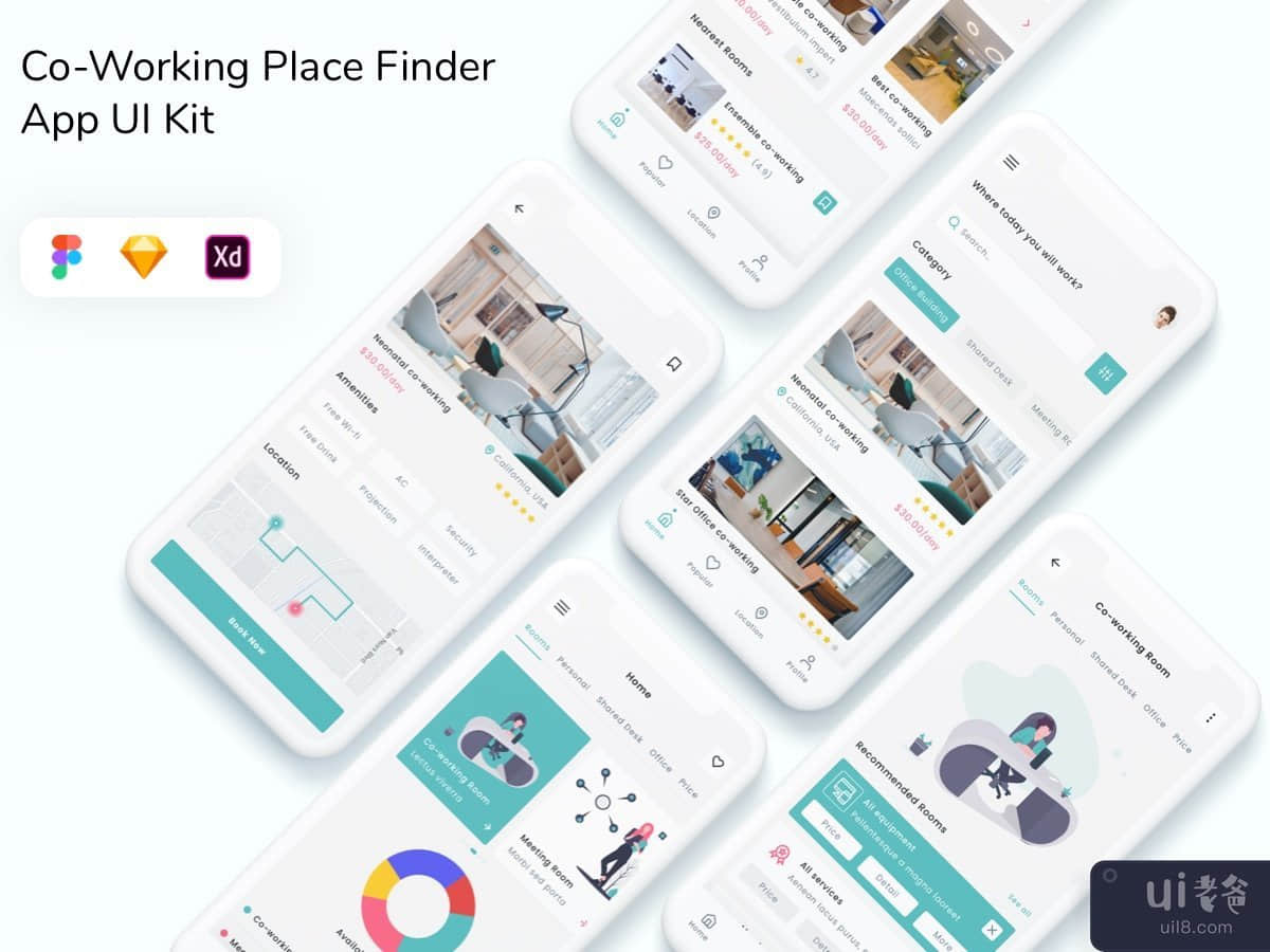 Co-Working Place Finder App UI Kit