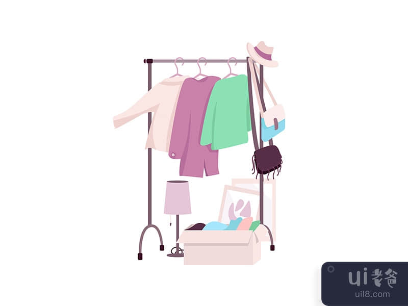 Clothes rack flat color vector object
