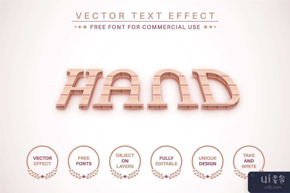 木工艺 - 可编辑的文字效果，字体样式(Wood Craft -  Editable Text Effect, Font Style)插图3