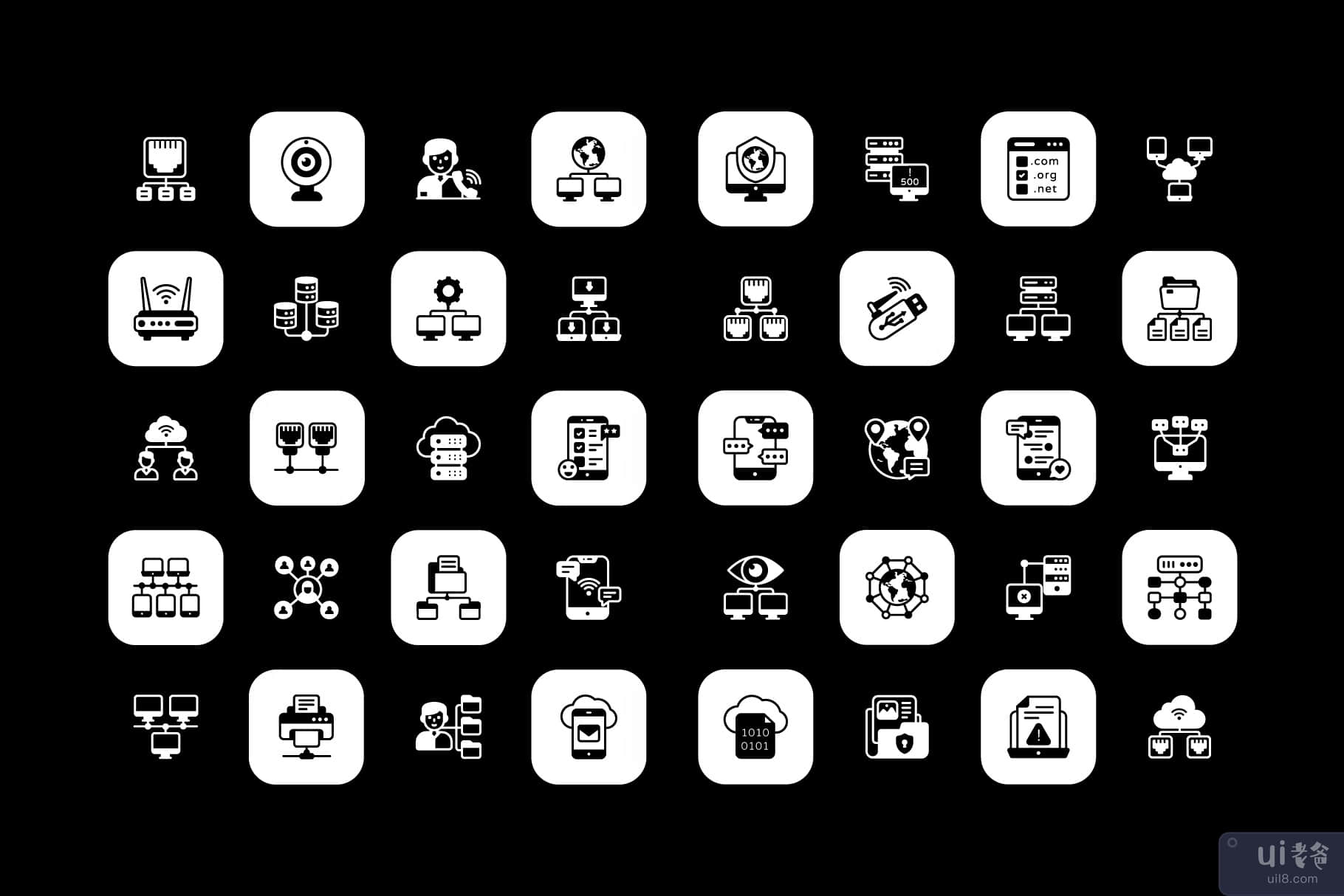 计算机网络固体图标包(Computer Network Solid Icons Pack)插图2