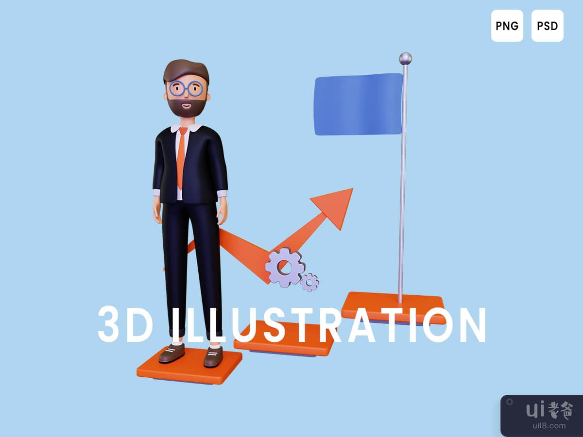 Success Businessman 3D Illustration
