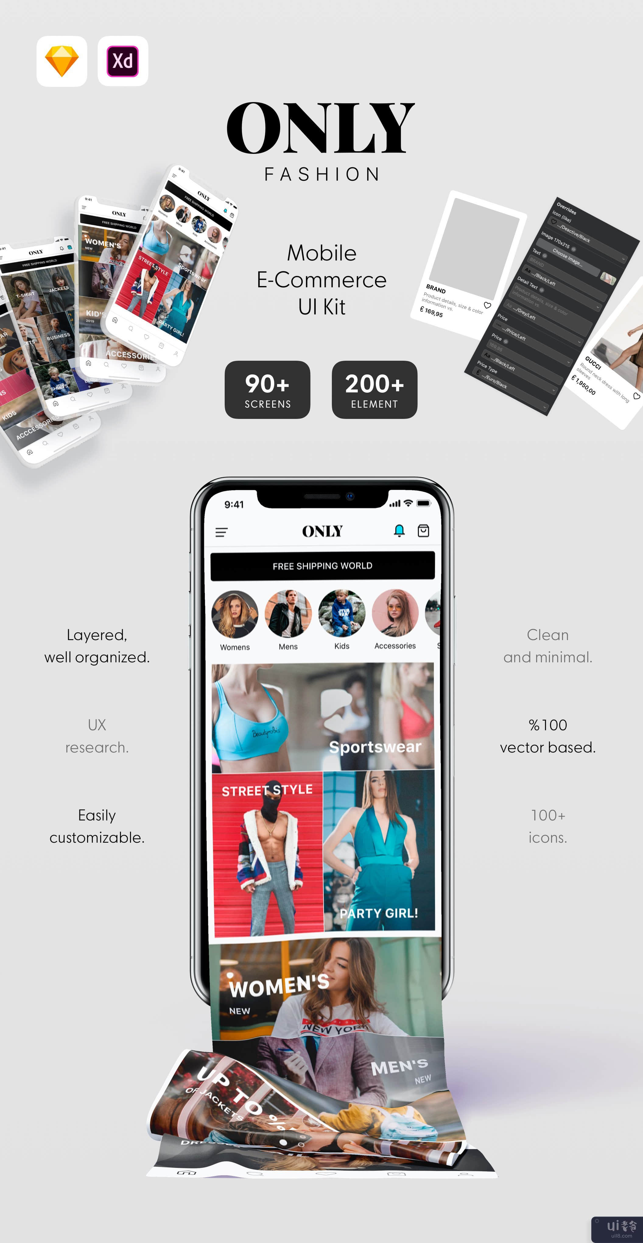 ONLY 时尚移动电子商务 UI 套件(ONLY Fashion Mobile E-Commerce UI Kit)插图6