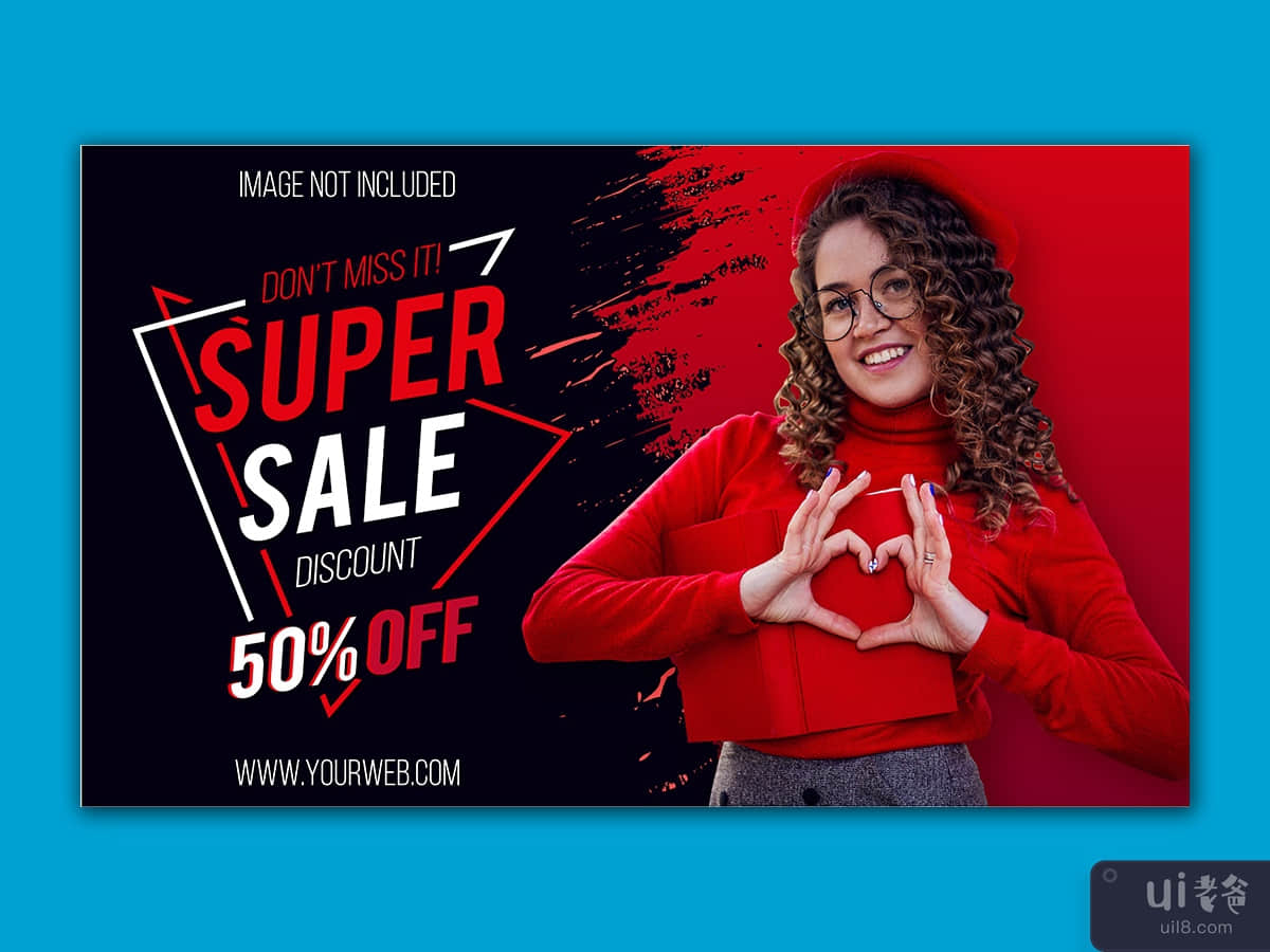 mordern super sale banner with out red paint brush