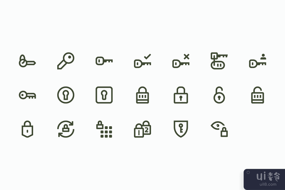 钥匙和锁图标(Keys and Locks icons)插图