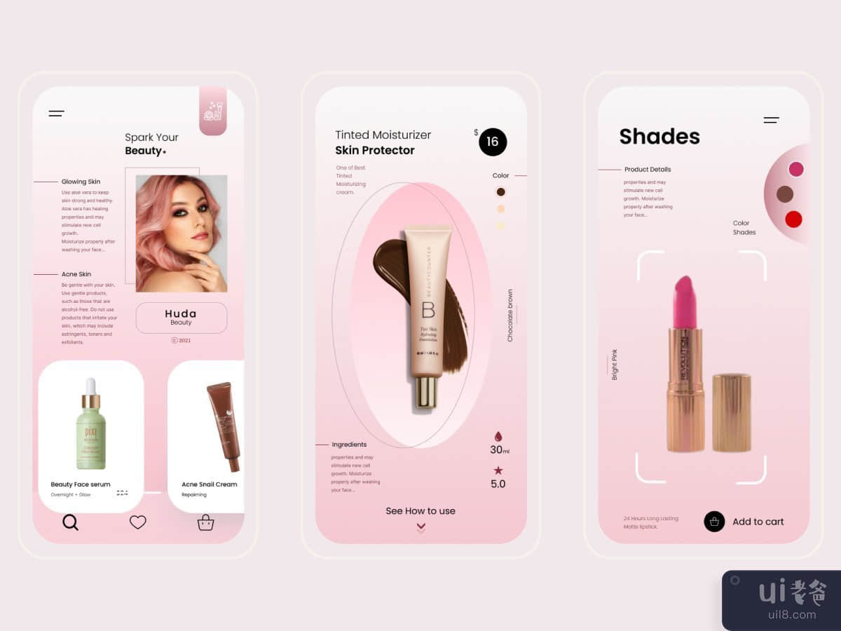 美妆产品电商App UI(Beauty Cosmetic Product E-commerce App Ui)插图