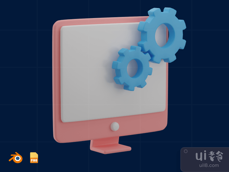 Computer Setting - 3D Design Thinking Illustration