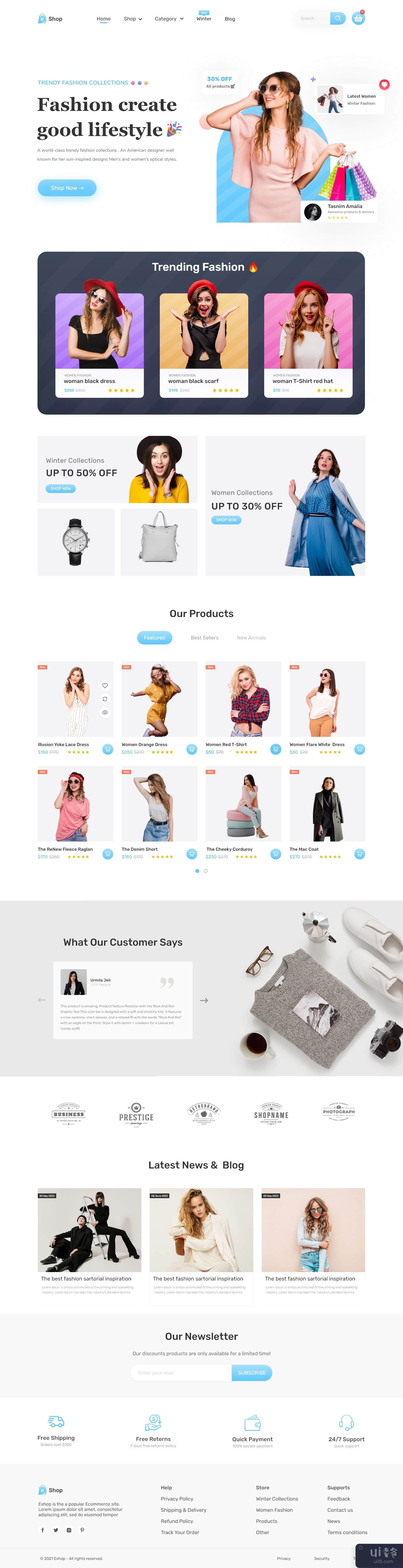 电商时装店网页UI设计(E-commerce Fashion Shop Web UI design)插图