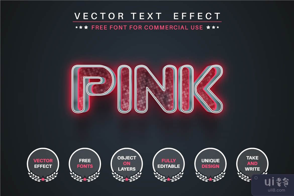 粉红色可编辑文本效果，字体样式(Pink color editable text effect, font style)插图4