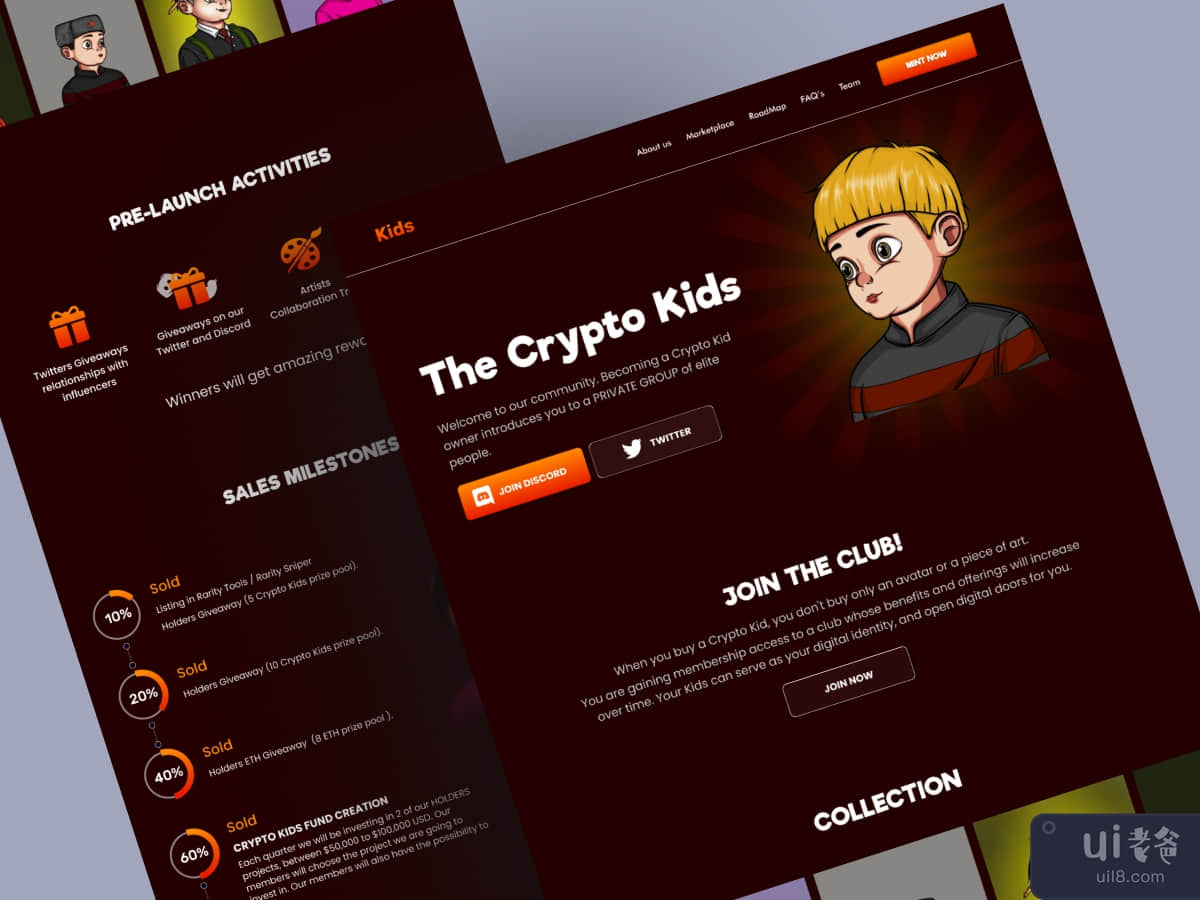 Crypto Kids 登陆页面 Figma 模板(The Crypto Kids landing page Figma Template)插图1