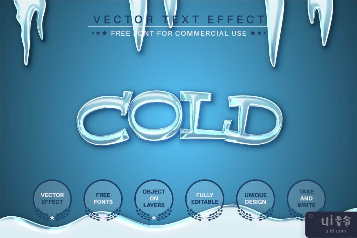 Winter Ice - 可编辑的文字效果，字体样式(Winter Ice -  Editable Text Effect, Font Style)插图3