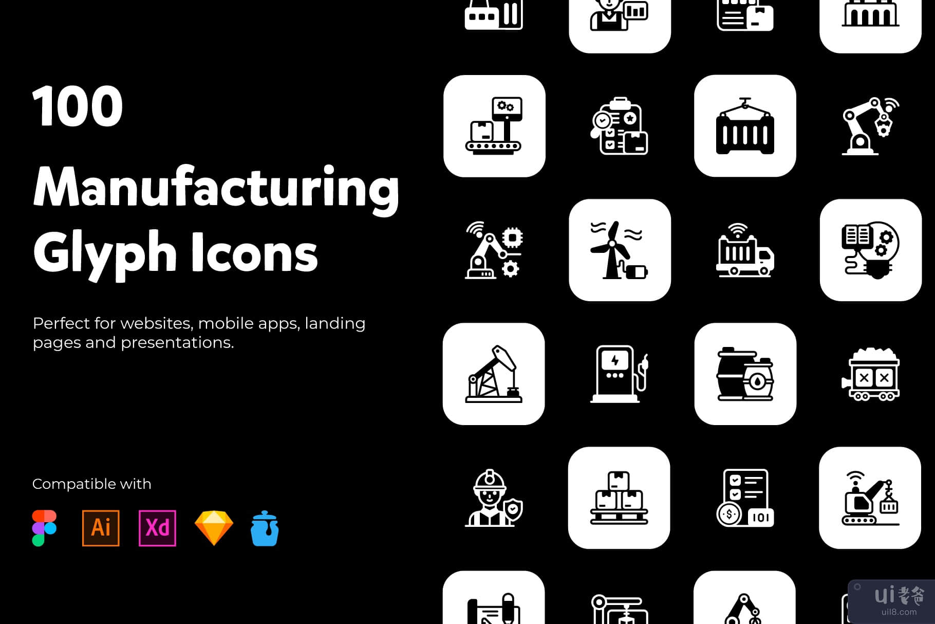 工厂自动化和工业填充图标(Factory Automation and Industrial Filled Icons)插图3