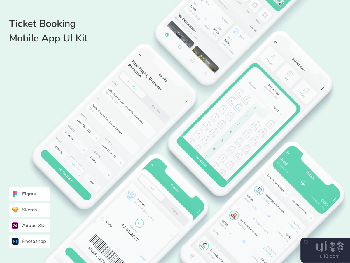 Ticket Booking Mobile App UI Kit