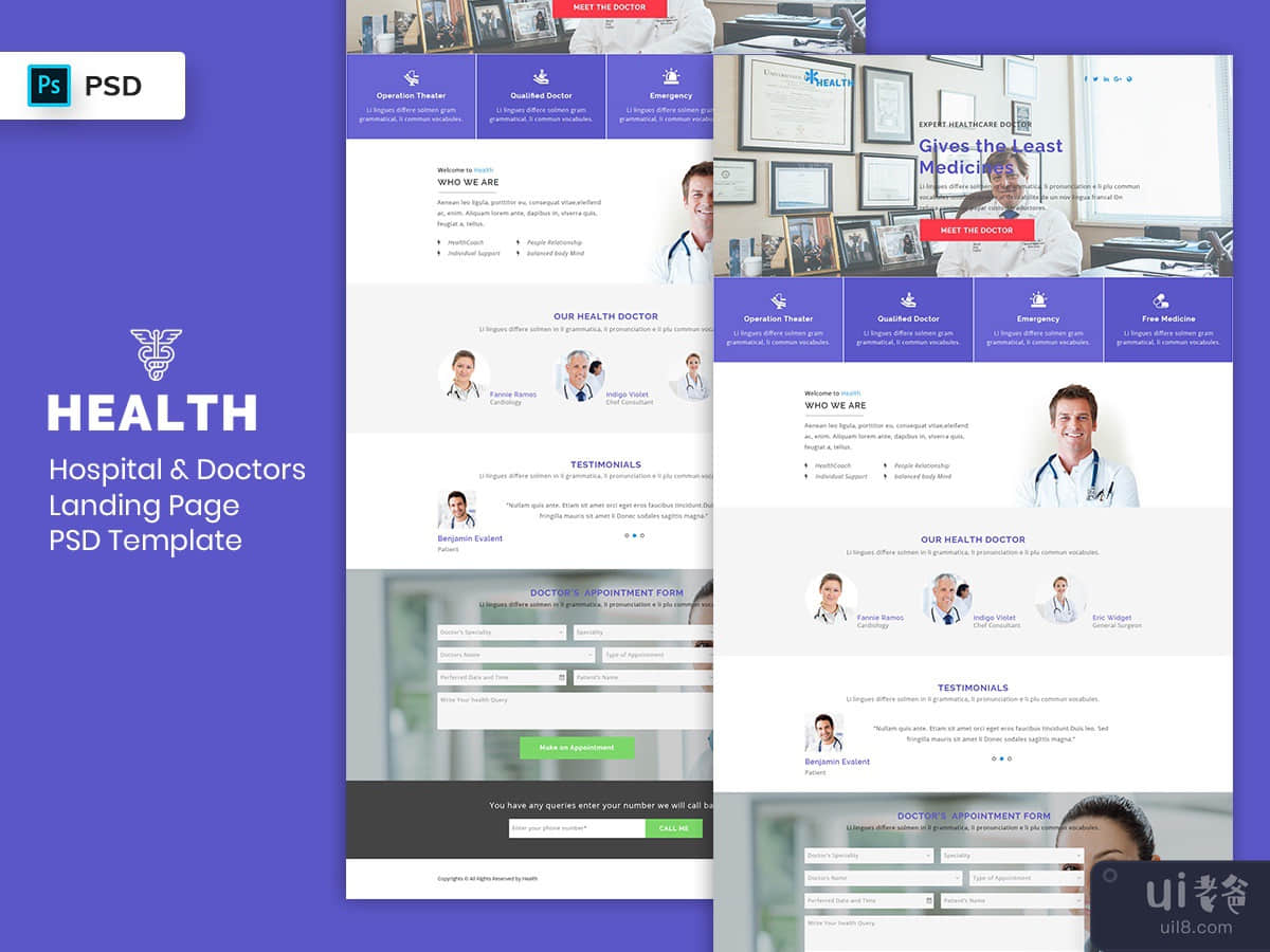 Hospital & Doctors Landing Page PSD Template-02