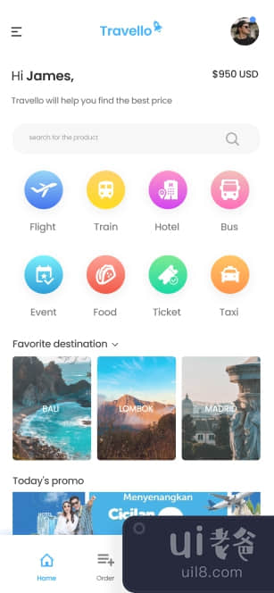 航班预订应用程序 UI 设计理念(Flight Booking App UI Design Concept)插图2