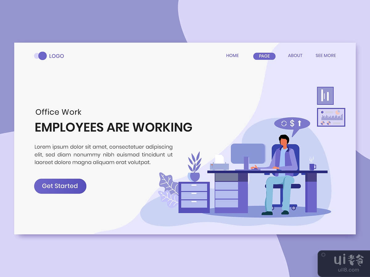 Employee Are Working Office Worker Landing Page