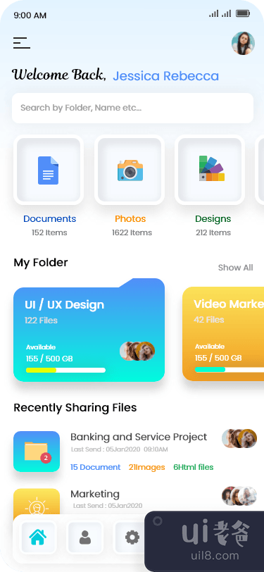 文件存储和共享移动应用程序 UI 套件(Files Storage and Sharing Mobile App UI Kit)插图