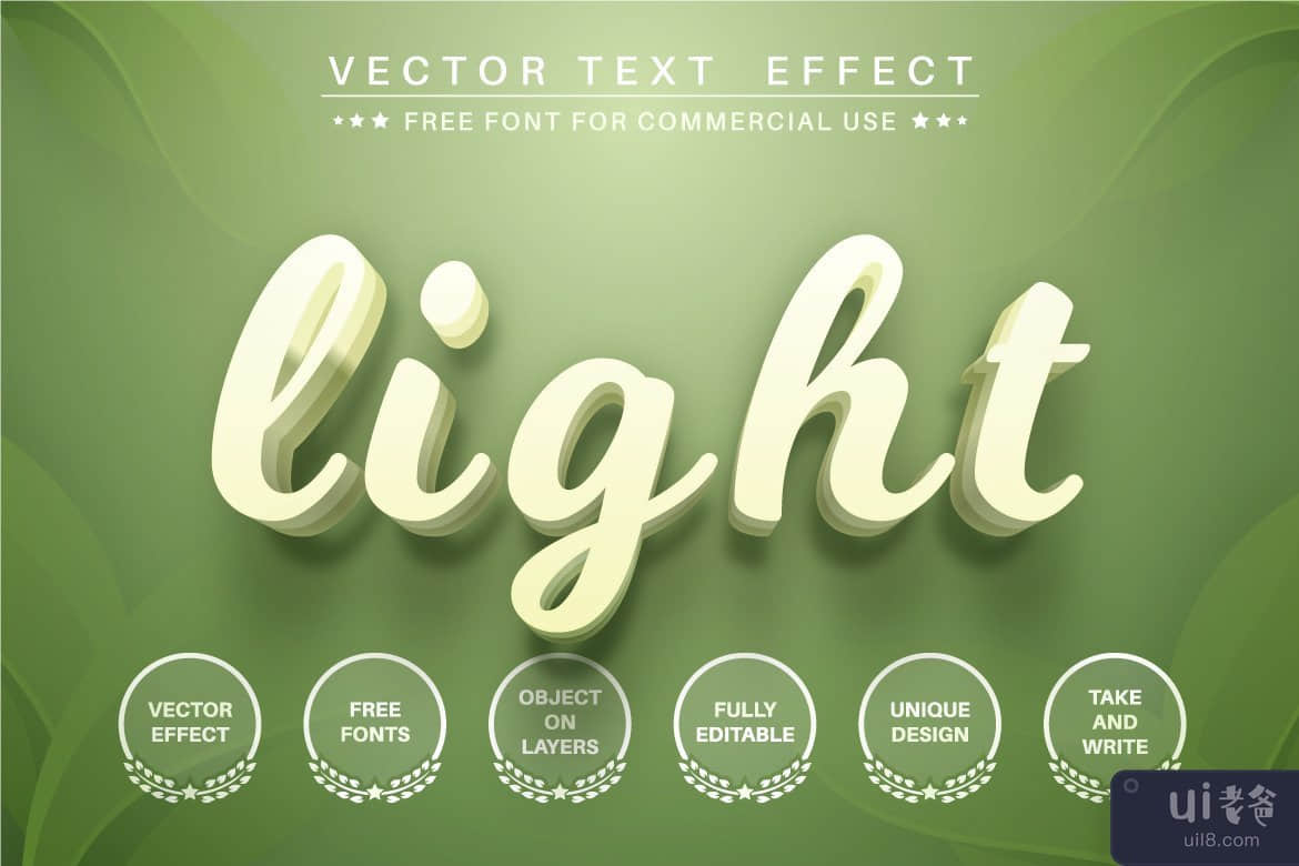 绿叶 - 可编辑的文本效果、字体样式(Green leaf - editable text effect,  font style)插图1