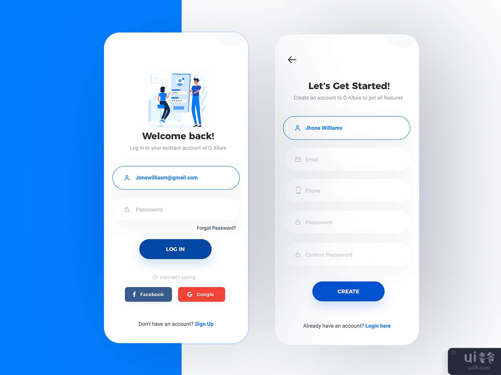 App Login and signup screen