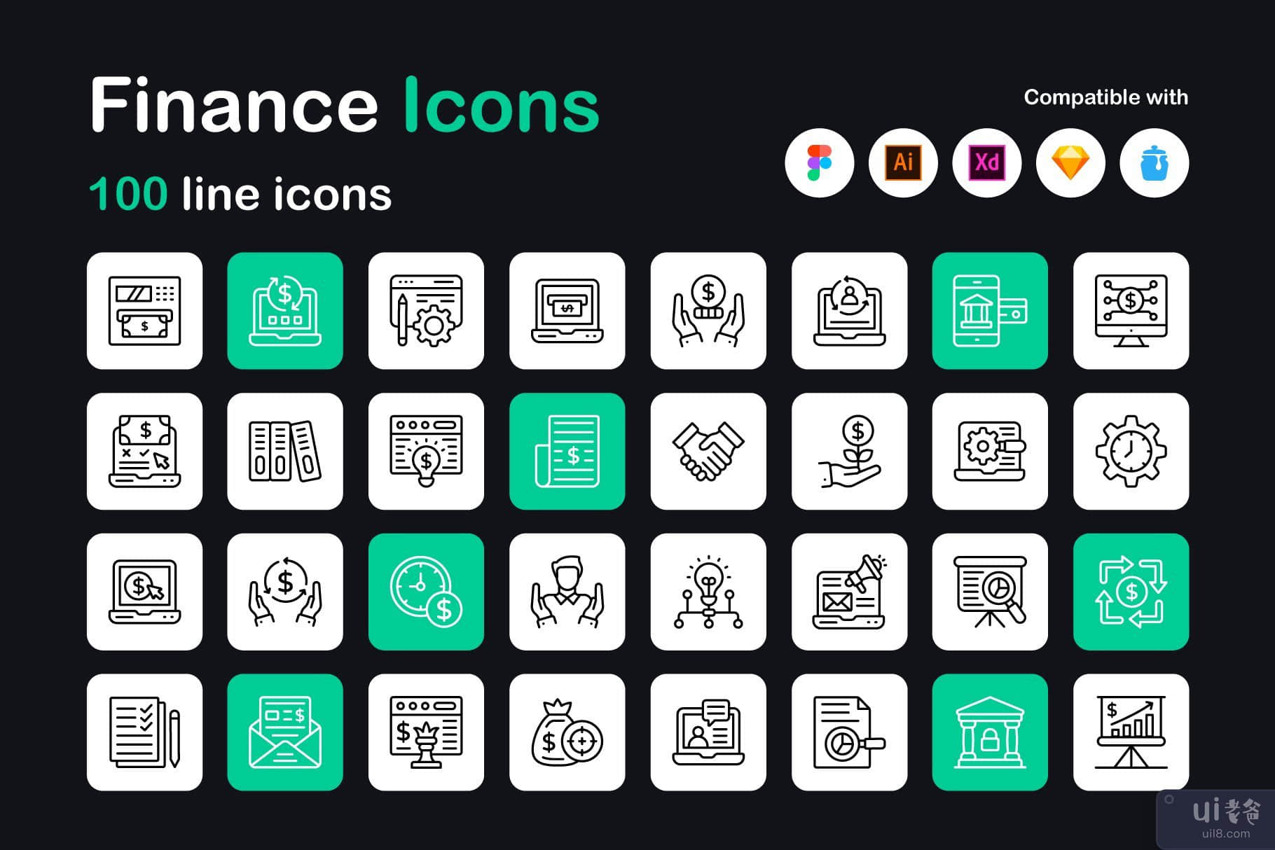 商业和金融线性图标(Business and Finance Linear Icons)插图6