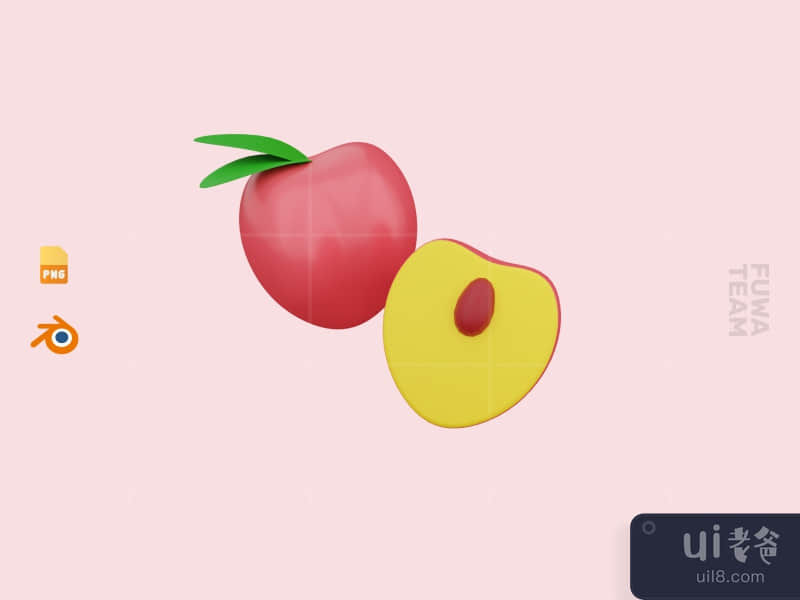 Cute 3D Fruit Illustration Pack - Peach (front)