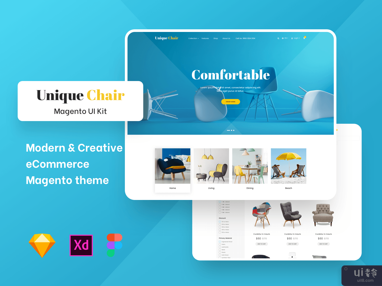 Unique Chairs Store Magento Based UI
